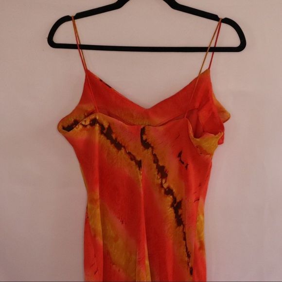 Orange y2k vintage orange silk dress size 11/12 - Picture 8 of 9